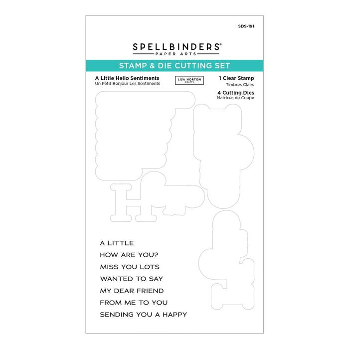 Spellbinders A Little Hello Sentiments Clear Stamp and DieSet from the Spotlight Frames and Florals Collection by Lisa Horton