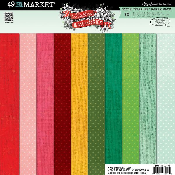 49 and Market Staples Pack 12"X12"-Mistletoe and Memories